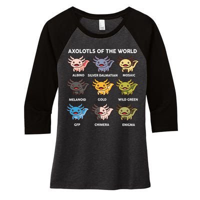 Axolotl-  Axolotl Of World  Women's Tri-Blend 3/4-Sleeve Raglan Shirt