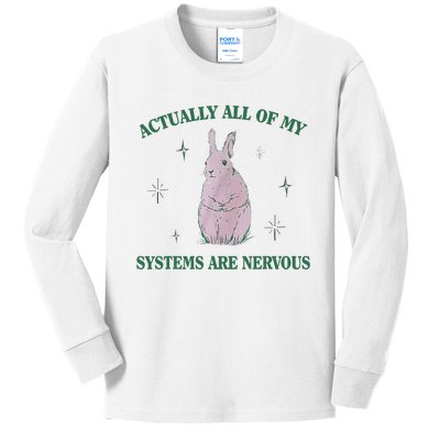 Actually All Of My Systems Are Nervous Bunny Rabbit Kids Long Sleeve Shirt