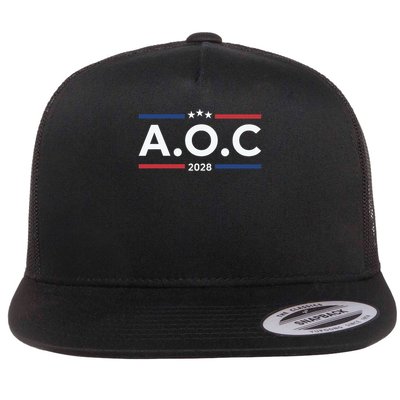 AOC Alexandria Ocasio Cortez 2028 For President Election Flat Bill Trucker Hat
