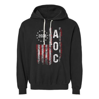 AOC Alexandria Ocasio Cortez 2028 For President Election Garment-Dyed Fleece Hoodie