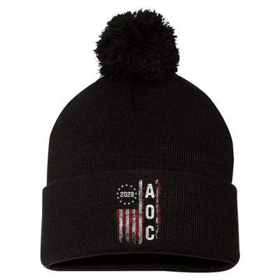 AOC Alexandria Ocasio Cortez 2028 For President Election Pom Pom 12in Knit Beanie