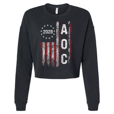 AOC Alexandria Ocasio Cortez 2028 For President Election Cropped Pullover Crew