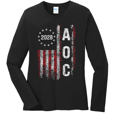 AOC Alexandria Ocasio Cortez 2028 For President Election Ladies Long Sleeve Shirt