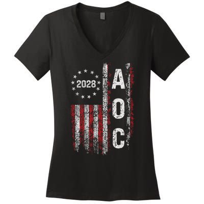 AOC Alexandria Ocasio Cortez 2028 For President Election Women's V-Neck T-Shirt