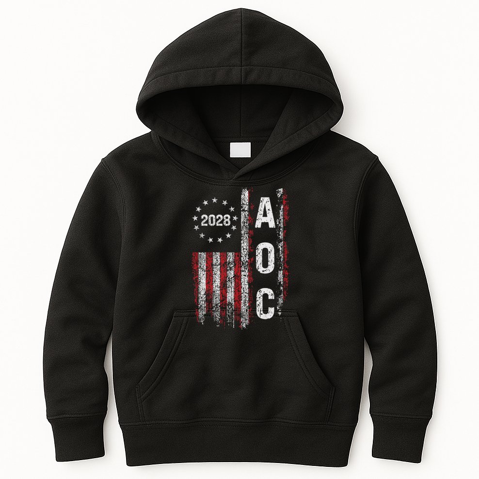 AOC Alexandria Ocasio Cortez 2028 For President Election Kids Hoodie