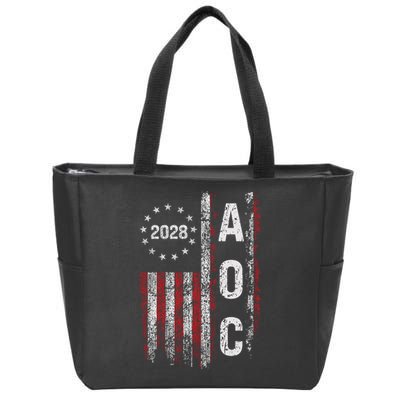 AOC Alexandria Ocasio Cortez 2028 For President Election Zip Tote Bag