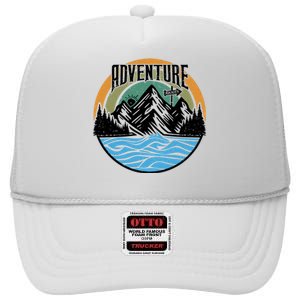 Adventure Awaits Outdoor Travel Graphic High Crown Mesh Back Trucker Hat