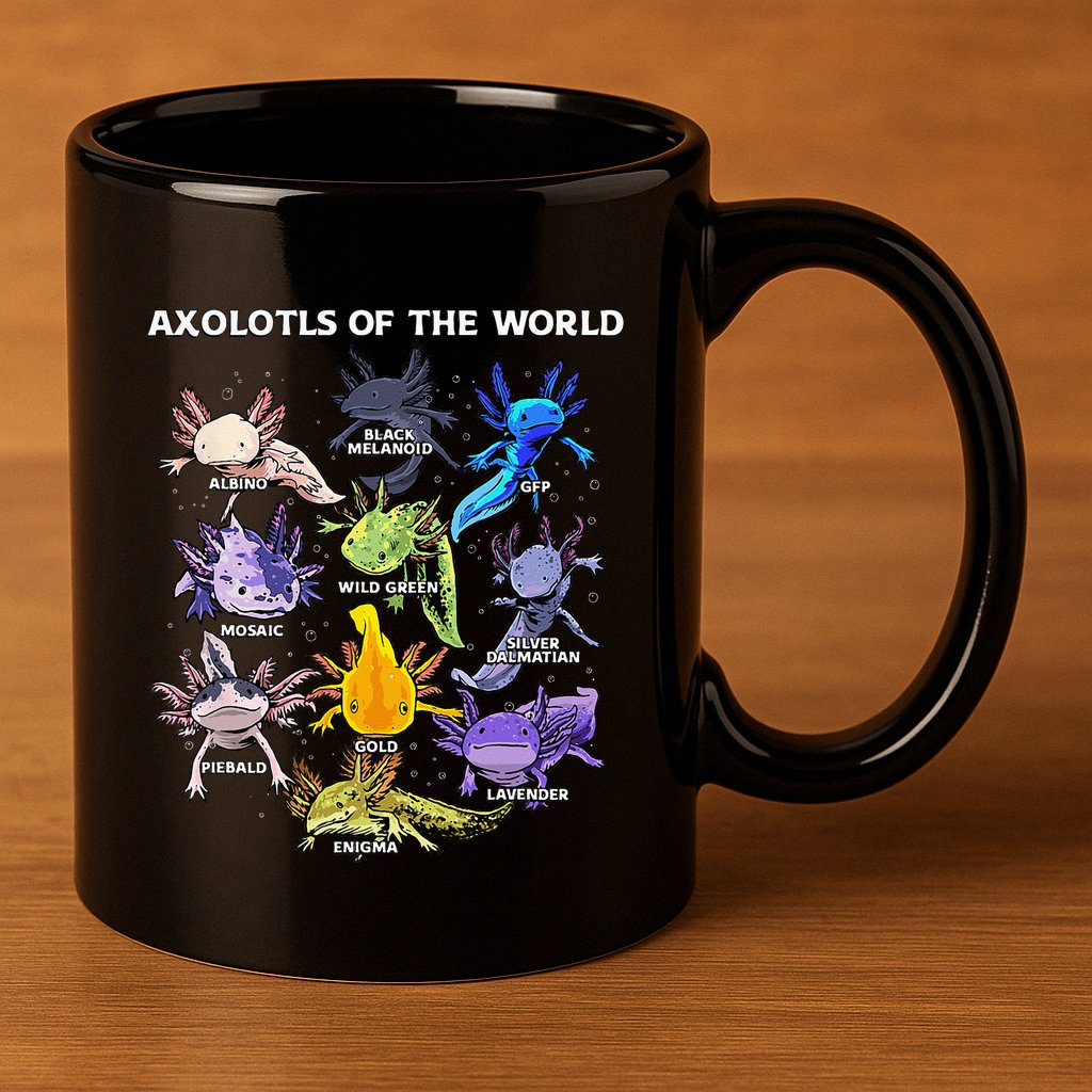 Axolotl Animals Of The World Kawaii Salamander Herpetology 11oz C Handle Ceramic Mug