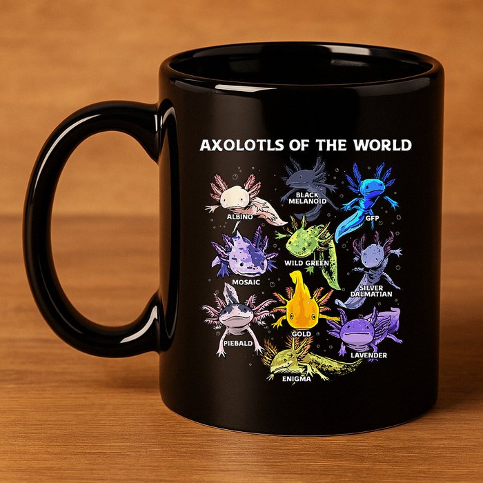 Axolotl Animals Of The World Kawaii Salamander Herpetology 11oz C Handle Ceramic Mug
