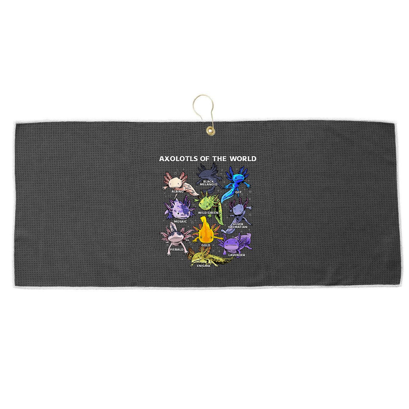 Axolotl Animals Of The World Kawaii Salamander Herpetology Large Microfiber Waffle Golf Towel