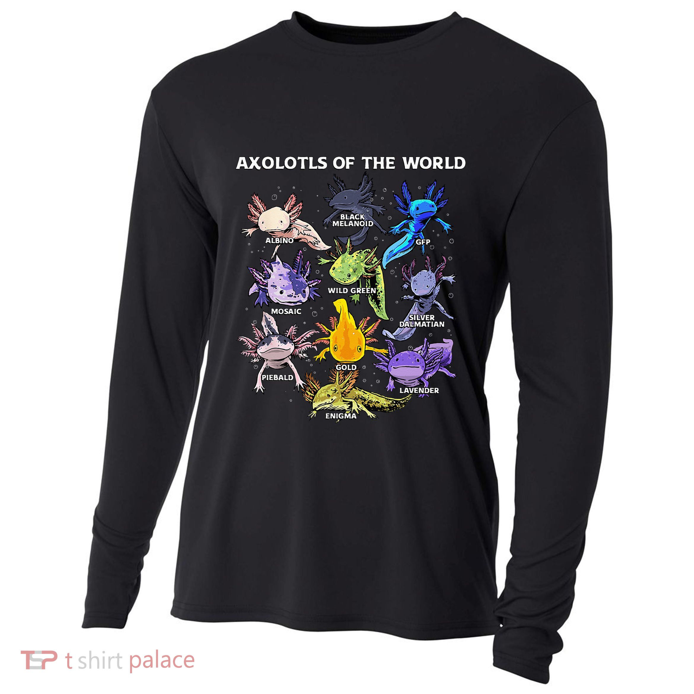 Axolotl Animals Of The World Kawaii Salamander Herpetology Cooling Performance Long Sleeve Crew
