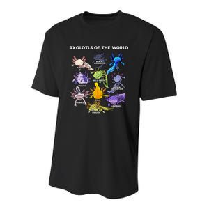 Axolotl Animals Of The World Kawaii Salamander Herpetology Youth Performance Sprint T-Shirt