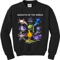 Axolotl Animals Of The World Kawaii Salamander Herpetology Kids Sweatshirt