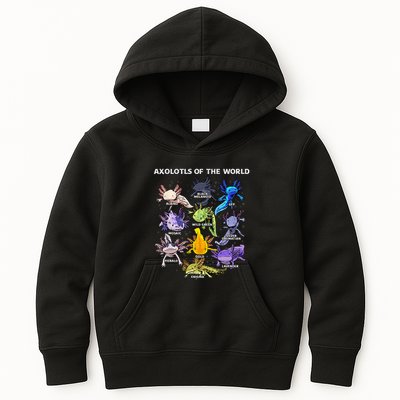 Axolotl Animals Of The World Kawaii Salamander Herpetology Kids Hoodie
