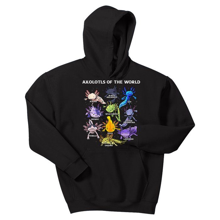 Axolotl Animals Of The World Kawaii Salamander Herpetology Kids Hoodie