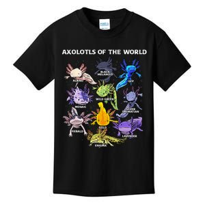 Axolotl Animals Of The World Kawaii Salamander Herpetology Kids T-Shirt