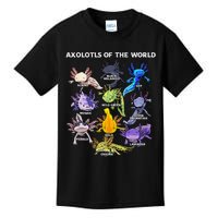 Axolotl Animals Of The World Kawaii Salamander Herpetology Kids T-Shirt