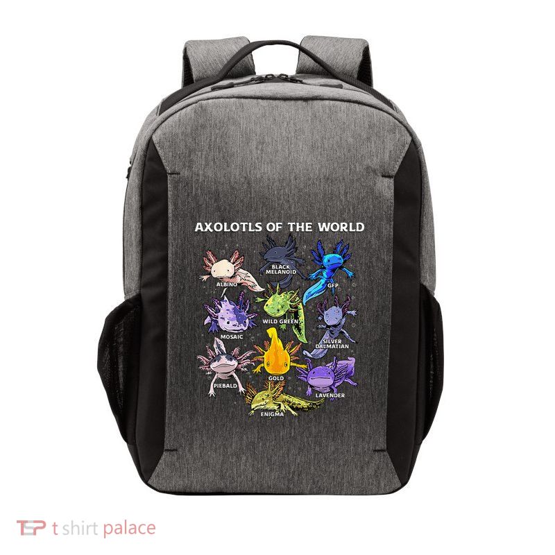 Axolotl Animals Of The World Kawaii Salamander Herpetology Vector Backpack