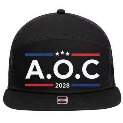 AOC Alexandria Ocasio Cortez 2028 For President Election  7 Panel Mesh Trucker Snapback Hat