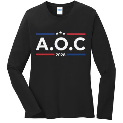 AOC Alexandria Ocasio Cortez 2028 For President Election  Ladies Long Sleeve Shirt
