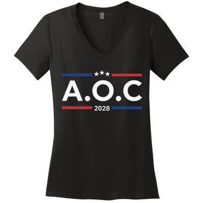 AOC Alexandria Ocasio Cortez 2028 For President Election  Women's V-Neck T-Shirt