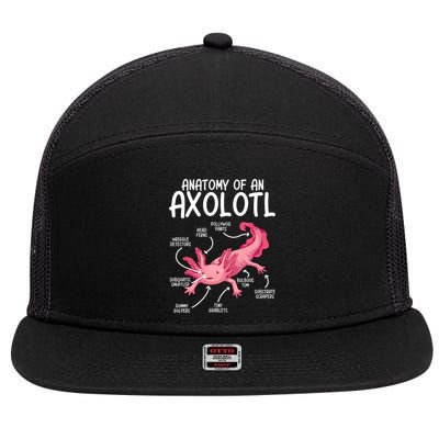 Axolotl Anatomy Of Axolotl Science Pet Axolotl Lover 7 Panel Mesh Trucker Snapback Hat