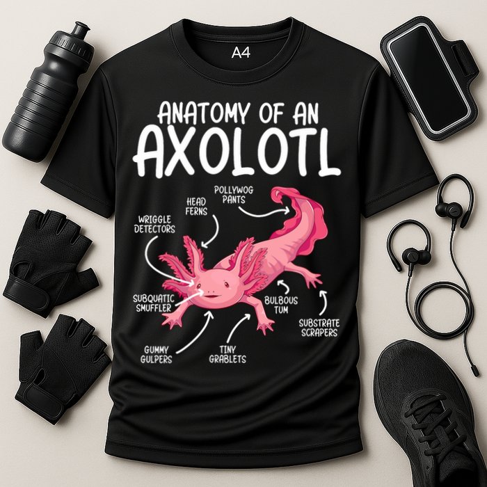Axolotl Anatomy Of Axolotl Science Pet Axolotl Lover Cooling Performance Crew T-Shirt