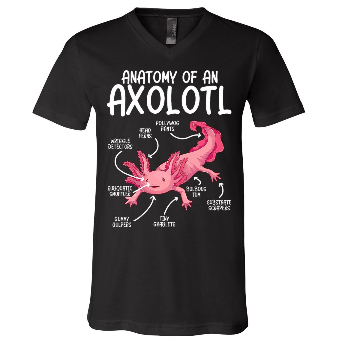 Axolotl Anatomy Of Axolotl Science Pet Axolotl Lover V-Neck T-Shirt