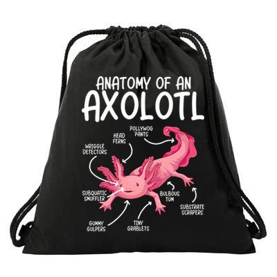 Axolotl Anatomy Of Axolotl Science Pet Axolotl Lover Drawstring Bag