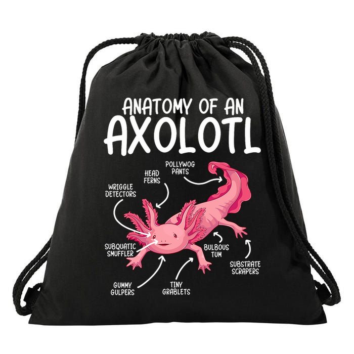 Axolotl Anatomy Of Axolotl Science Pet Axolotl Lover Drawstring Bag