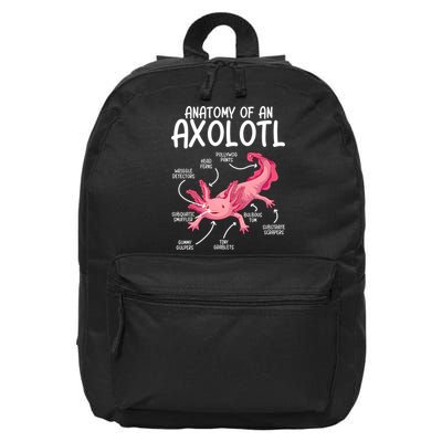 Axolotl Anatomy Of Axolotl Science Pet Axolotl Lover 16 in Basic Backpack