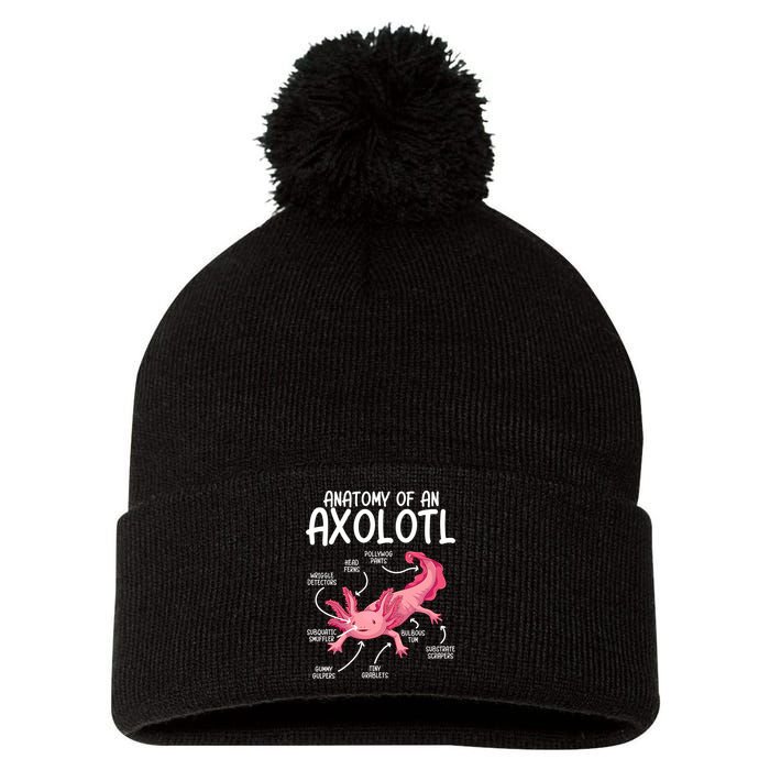 Axolotl Anatomy Of Axolotl Science Pet Axolotl Lover Pom Pom 12in Knit Beanie
