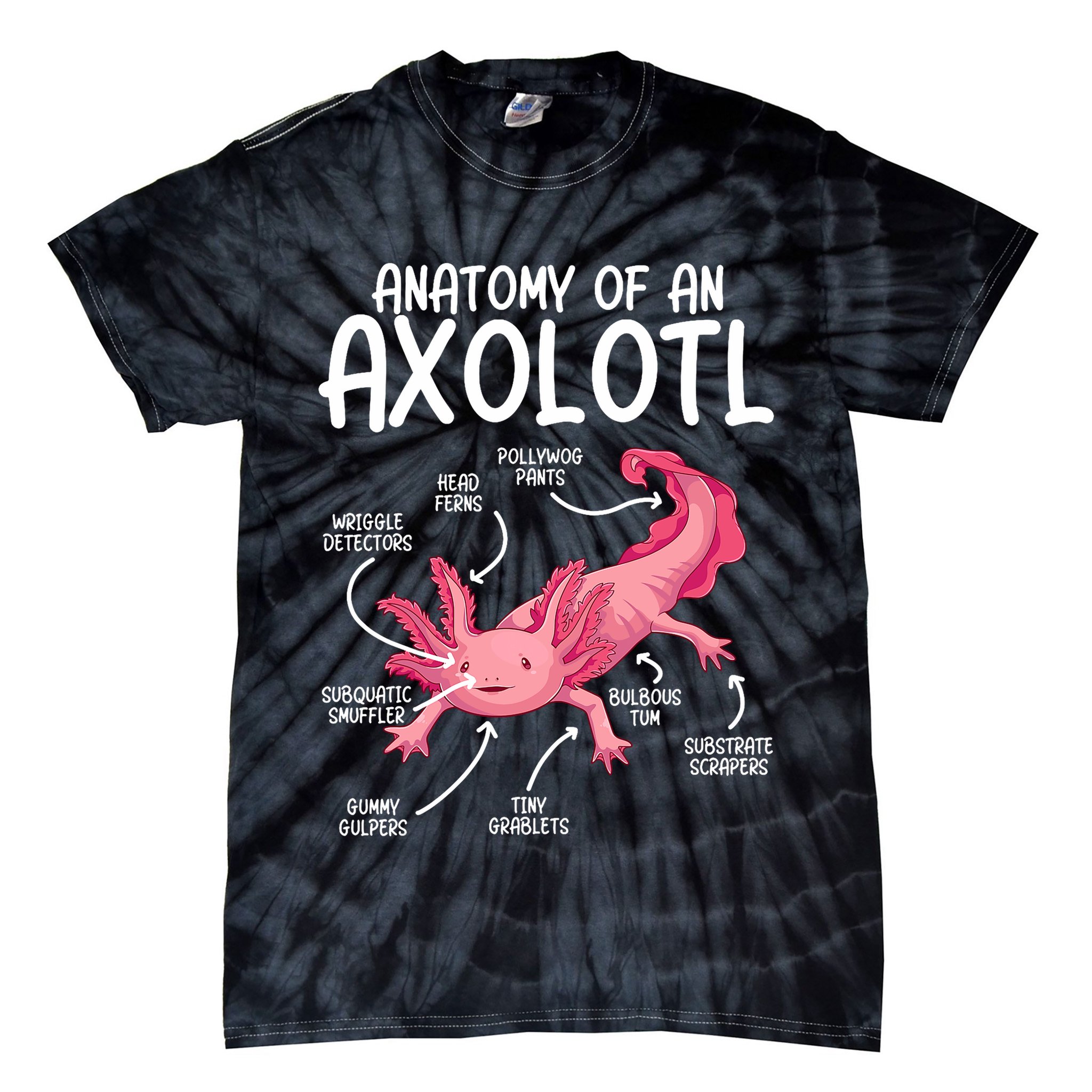 Axolotl Anatomy Of Axolotl Science Pet Axolotl Lover Tie-Dye T-Shirt