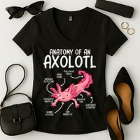 Axolotl Anatomy Of Axolotl Science Pet Axolotl Lover Women's V-Neck T-Shirt