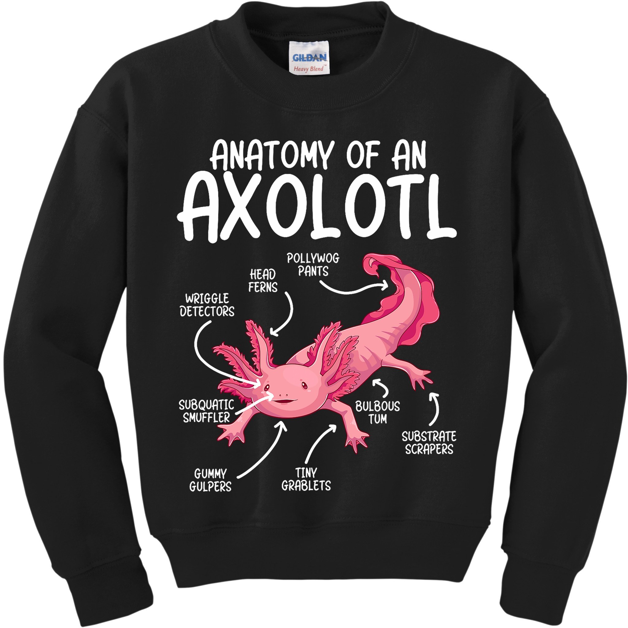 Axolotl Anatomy Of Axolotl Science Pet Axolotl Lover Kids Sweatshirt