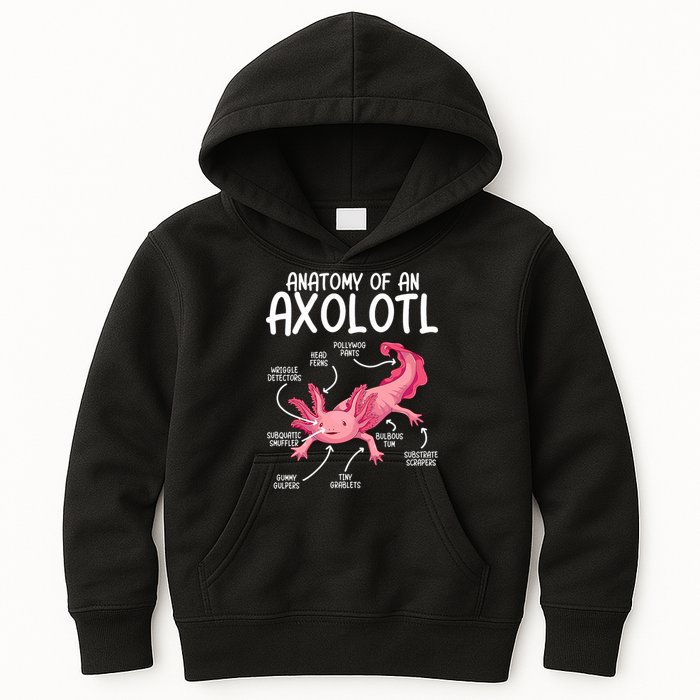 Axolotl Anatomy Of Axolotl Science Pet Axolotl Lover Kids Hoodie