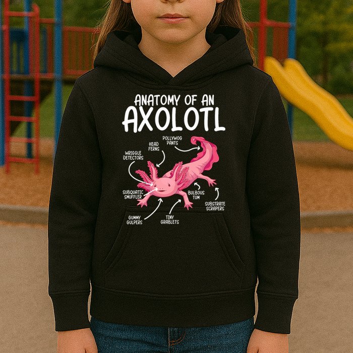 Axolotl Anatomy Of Axolotl Science Pet Axolotl Lover Kids Hoodie