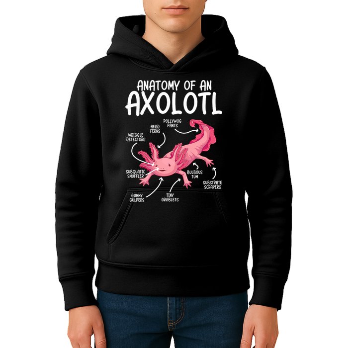 Axolotl Anatomy Of Axolotl Science Pet Axolotl Lover Kids Hoodie