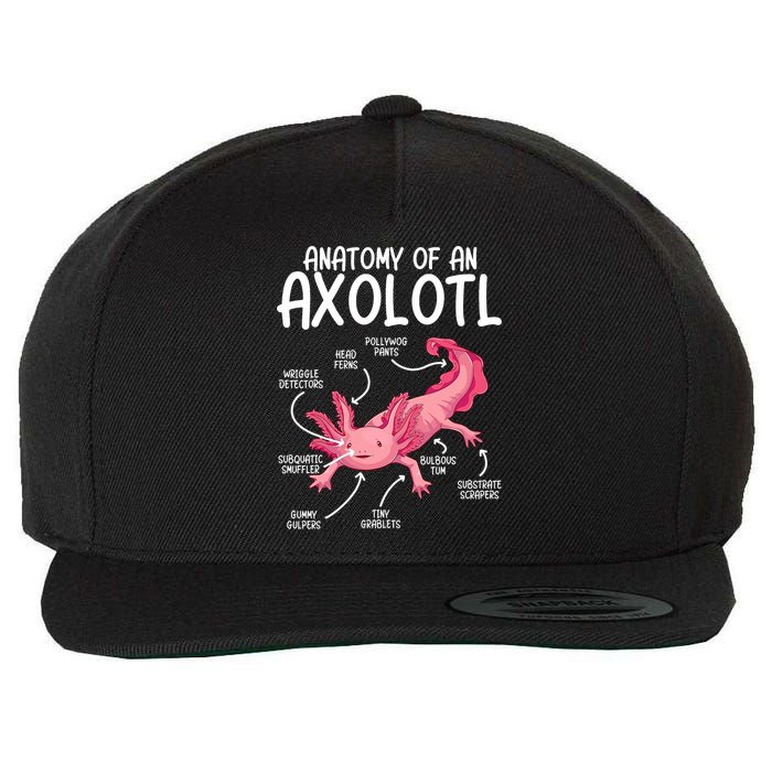 Axolotl Anatomy Of Axolotl Science Pet Axolotl Lover Wool Snapback Cap