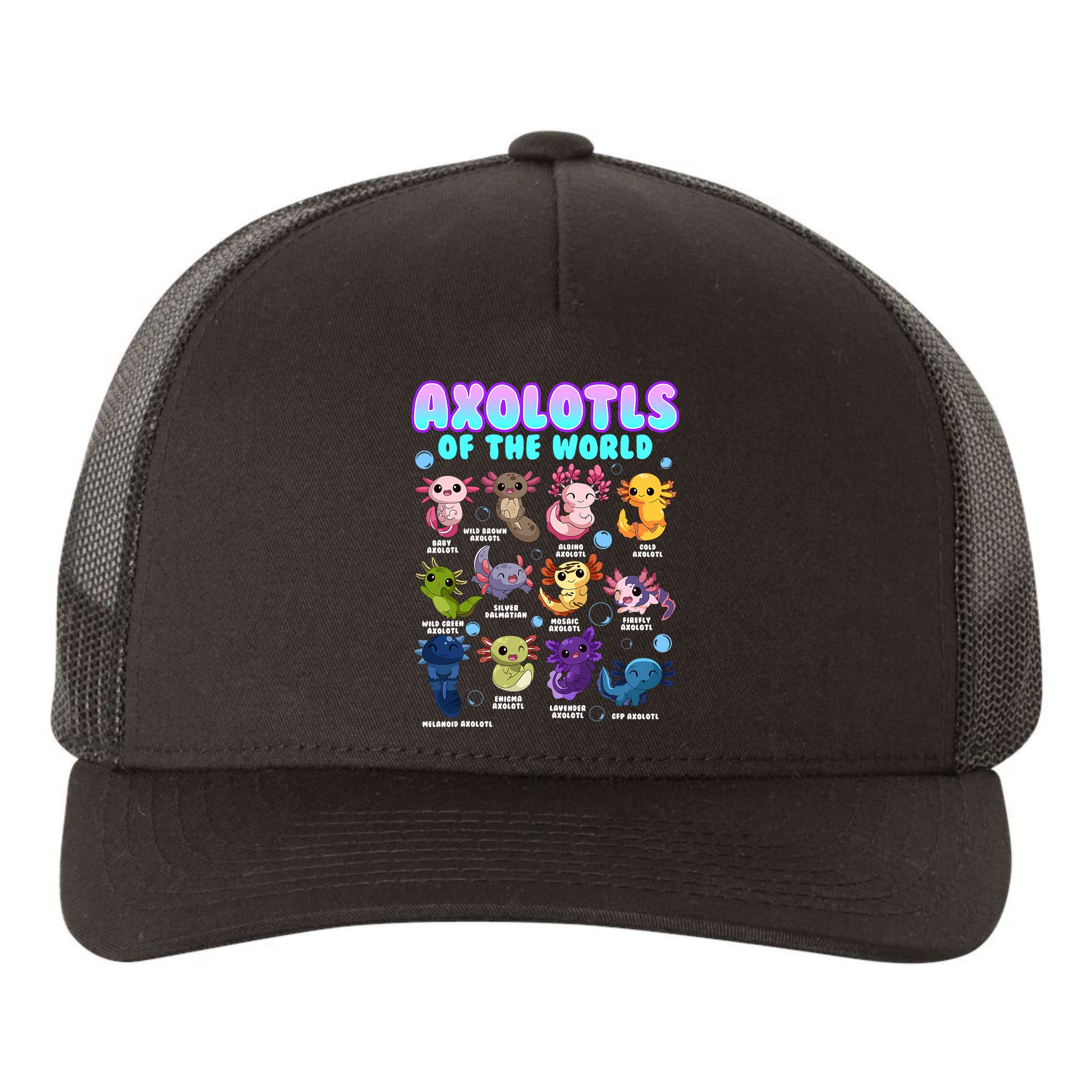 Axolotl Animals Of The World Kawaii Salamander Herpetology Yupoong Adult 5-Panel Trucker Hat