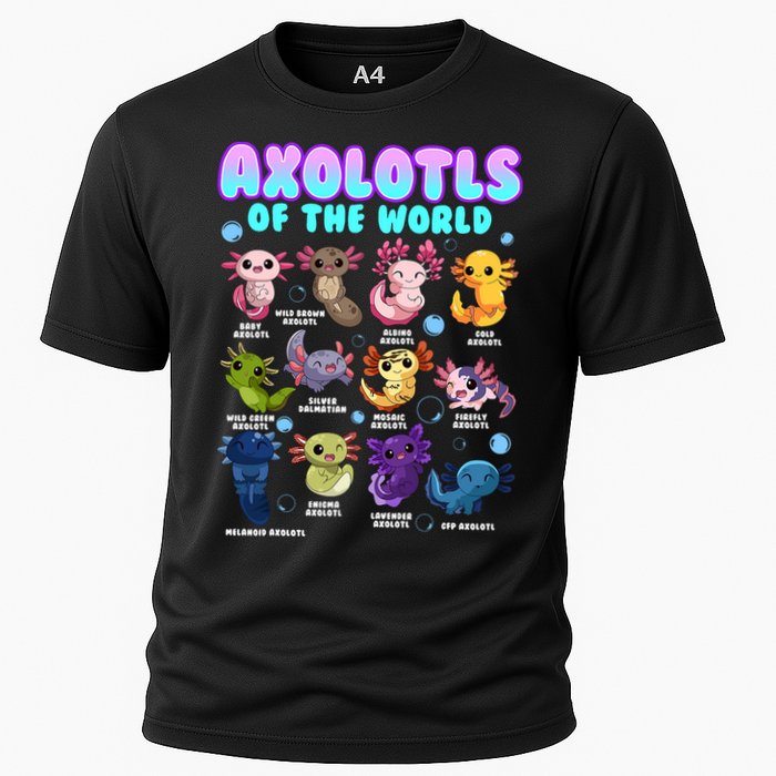 Axolotl Animals Of The World Kawaii Salamander Herpetology Cooling Performance Crew T-Shirt