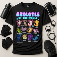 Axolotl Animals Of The World Kawaii Salamander Herpetology Cooling Performance Crew T-Shirt