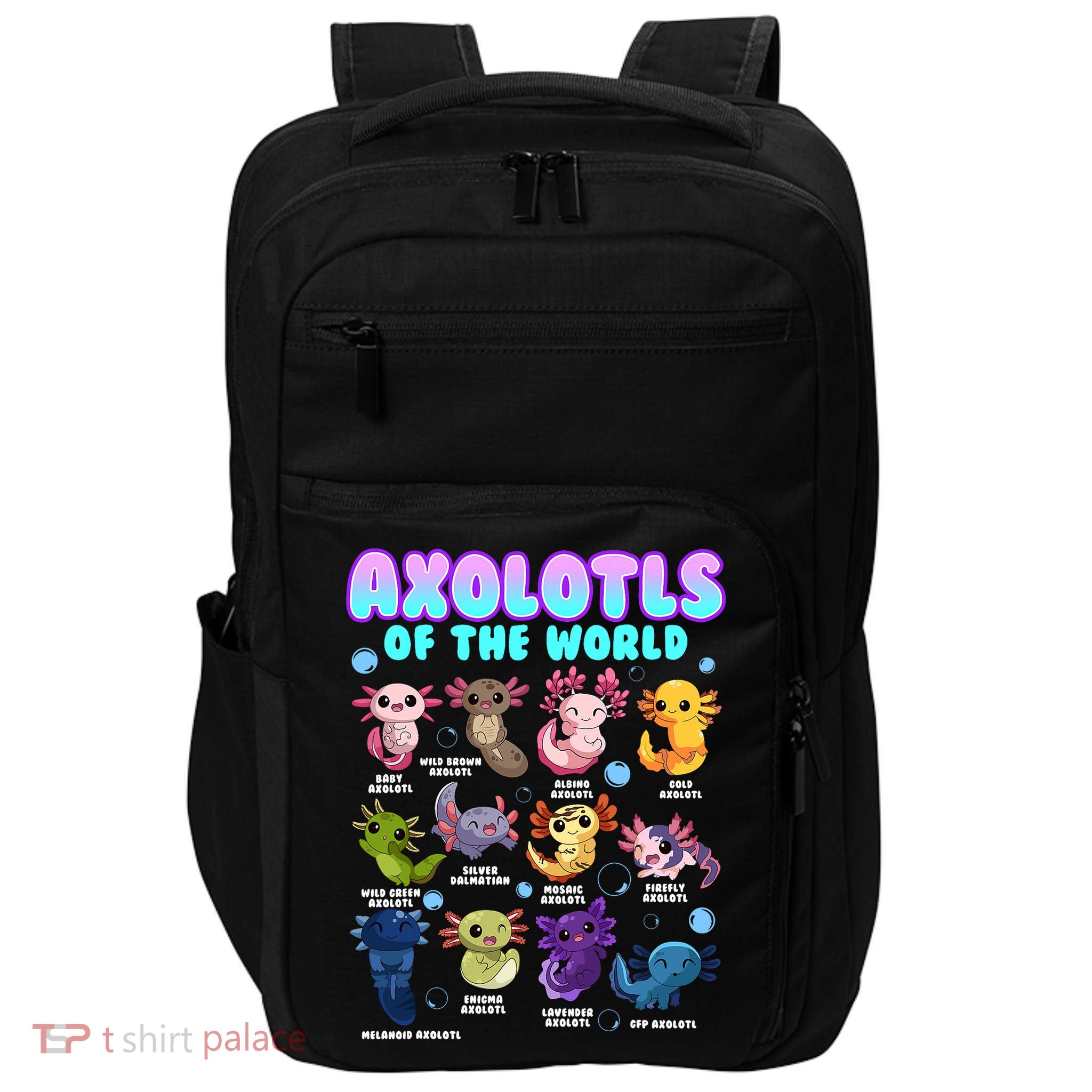 Axolotl Animals Of The World Kawaii Salamander Herpetology Impact Tech Backpack