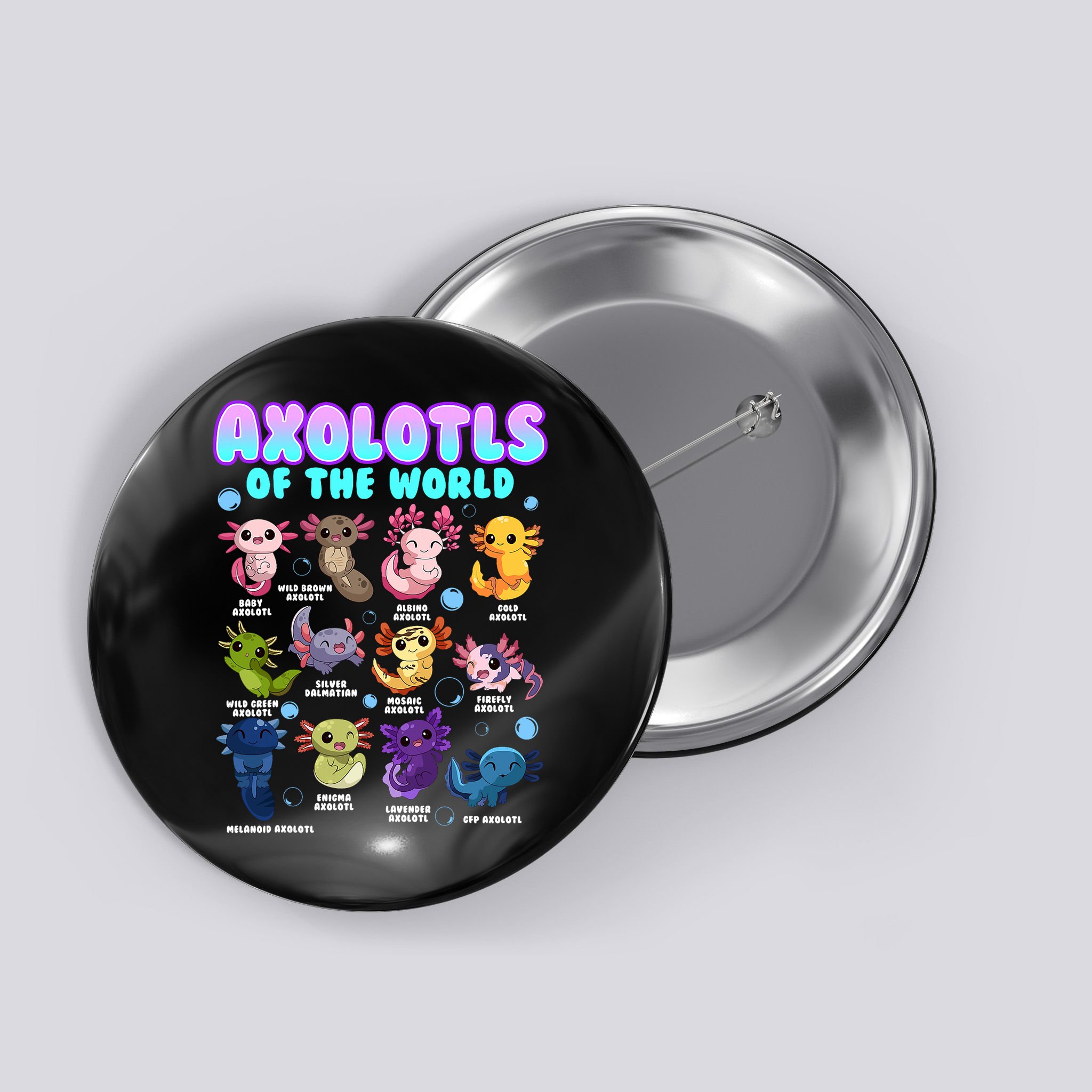 Axolotl Animals Of The World Kawaii Salamander Herpetology Button