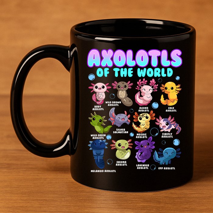 Axolotl Animals Of The World Kawaii Salamander Herpetology 11oz C Handle Ceramic Mug