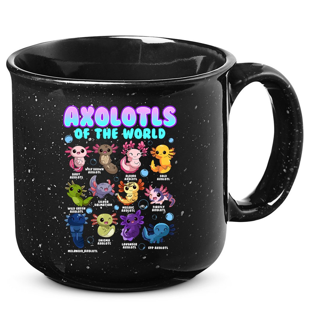 Axolotl Animals Of The World Kawaii Salamander Herpetology 15oz Campfire Ceramic Mug