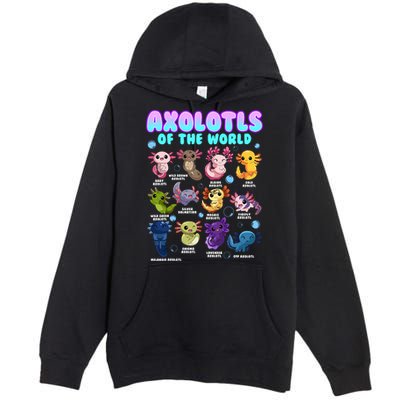 Axolotl Animals Of The World Kawaii Salamander Herpetology Premium Pullover Hoodie