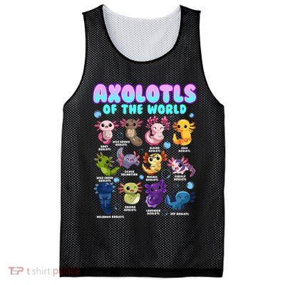 Axolotl Animals Of The World Kawaii Salamander Herpetology Mesh Reversible Basketball Jersey Tank