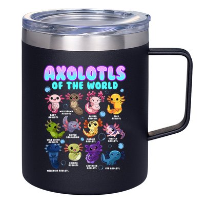 Axolotl Animals Of The World Kawaii Salamander Herpetology 12oz Stainless Steel Coffee Mug