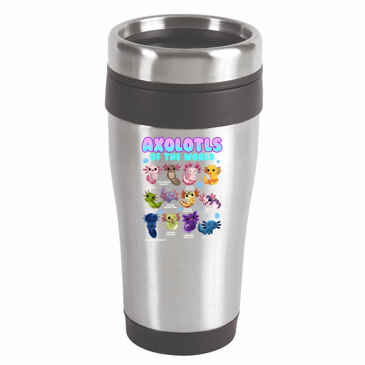 Axolotl Animals Of The World Kawaii Salamander Herpetology 16oz Travel Tumbler